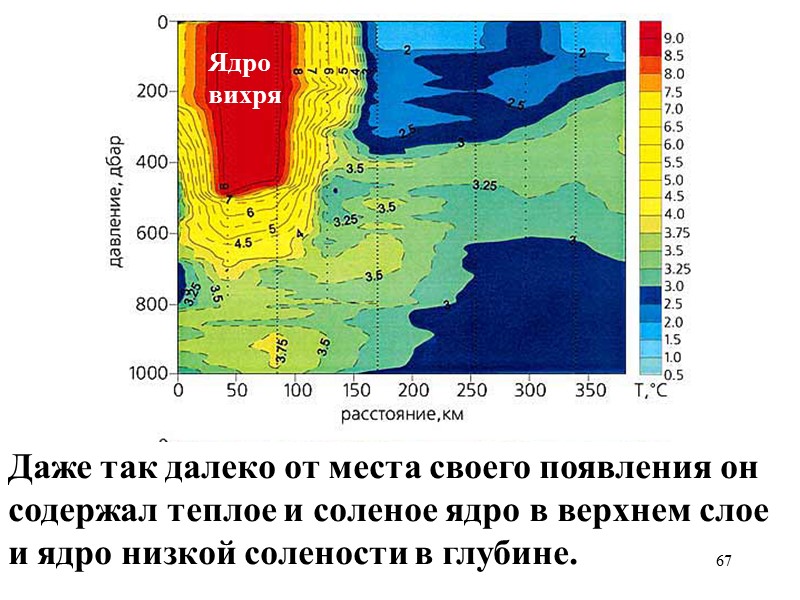 67 Даже так далеко от места своего появления он содержал теплое и соленое ядро